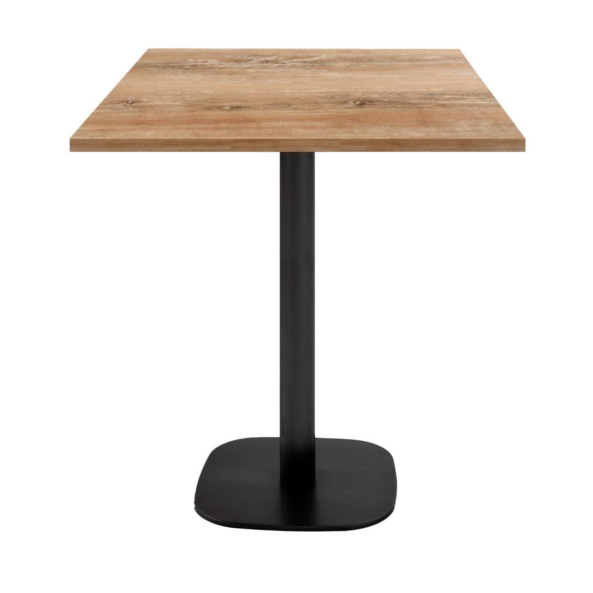 RestooTab Snacktisch Round quadratisch - Dekor Stein & Holz 70x70x93 cm (LxBxH); Platte eiche antik, Gestell schwarz; quadratisch