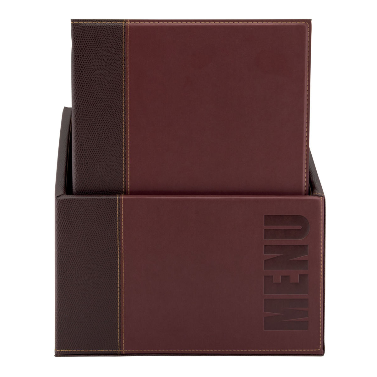 Box con 20 porta-menù A4 Trendy in similpelle – 4 viste Securit; 28x35 cm (LxH); rosso