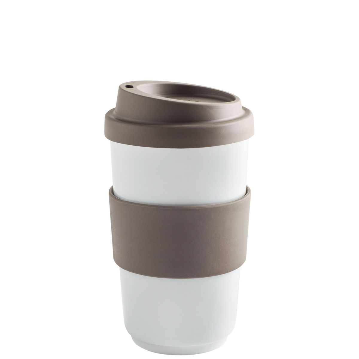 Kahla Becher + Trinkdeckel + Banderole fillit 400 ml, 8x13 cm (ØxH); taupe; rund