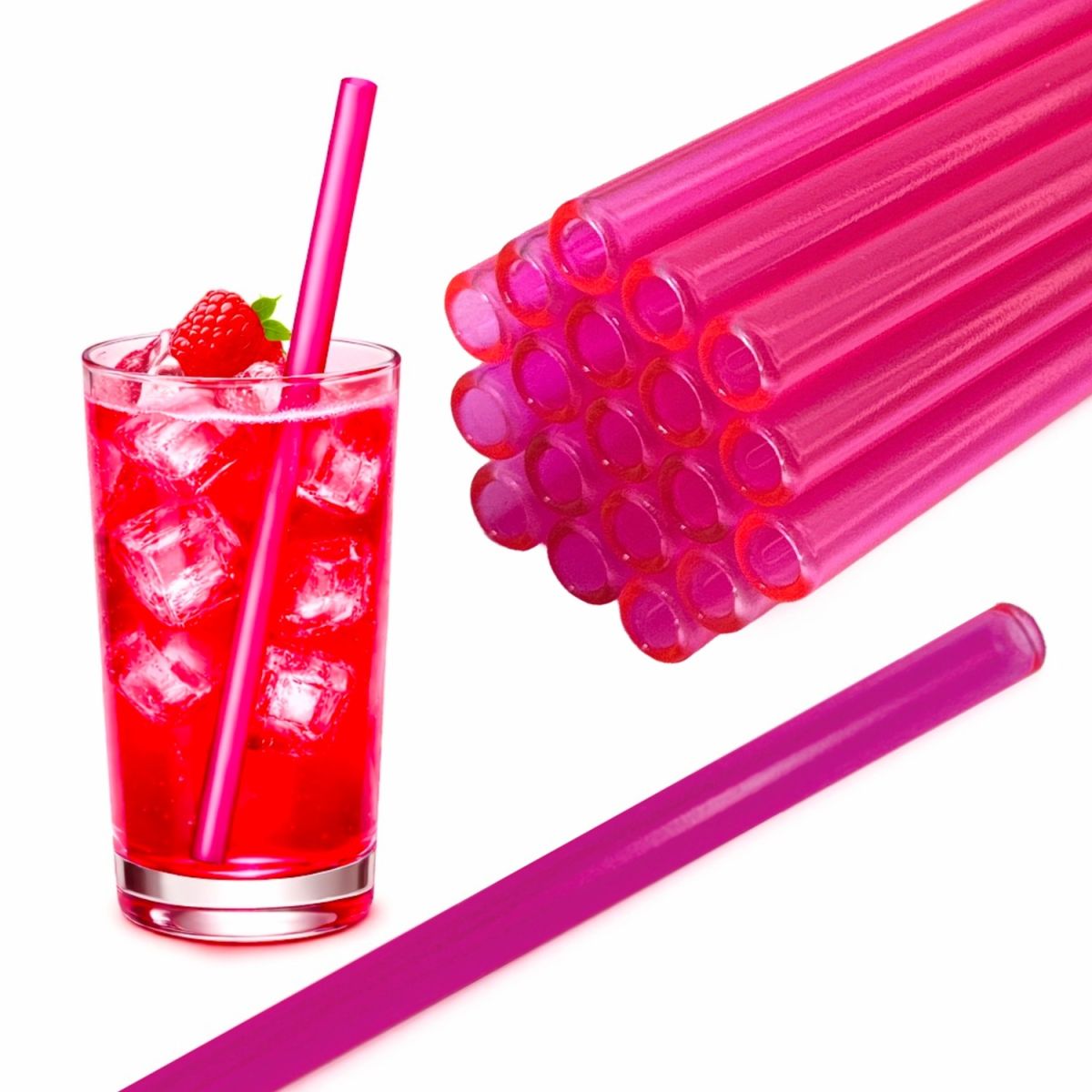 Gastro Pionier 50x Glas Trinkhalme farbig 0.8x15 cm (ØxL); pink; 50 Stück / Pack