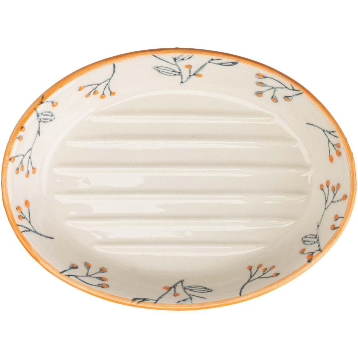 tranquillo Seifenschale 'ROMANTIC', aus Steingut, oval 15x3x11 cm (BxHxT); weiß/orange; oval