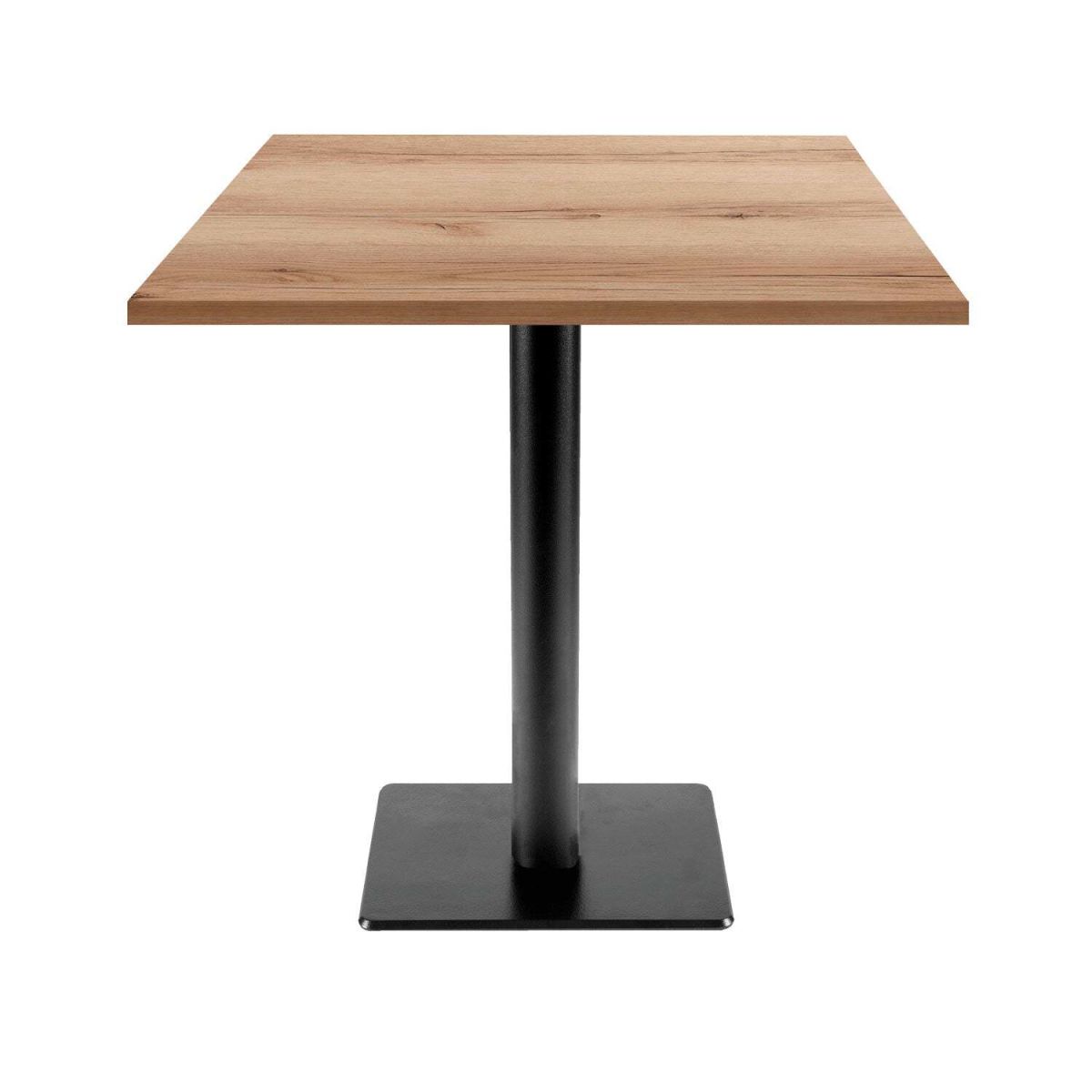 RestooTab Tisch Milan T quadratisch - Dekor Holz 70x70x75 cm (LxBxH); Platte eiche/natur, Gestell schwarz; quadratisch