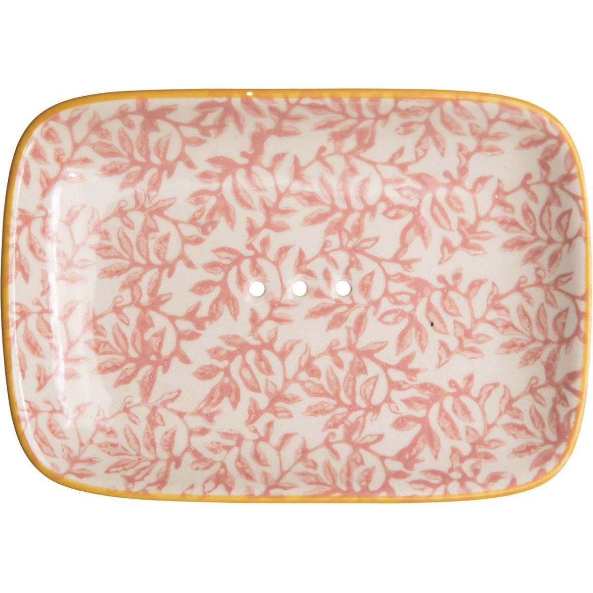 tranquillo Seifenschale 'FLORAL' weiß/rot, aus Steinzeug, rechteckig; 13.5x2x9.5 cm (BxHxT); weiß/rot; rechteckig