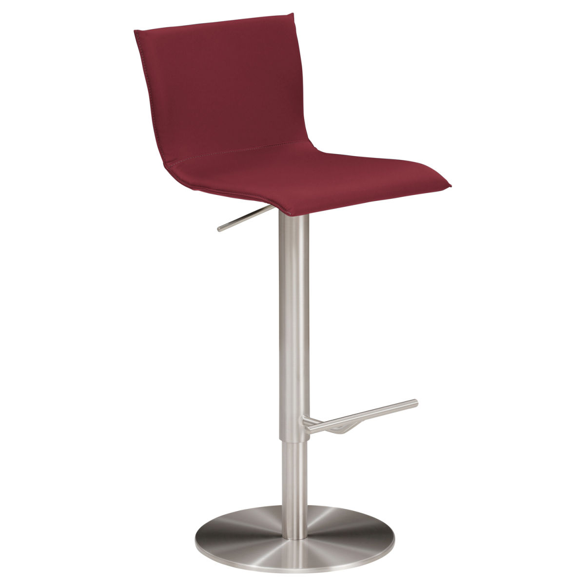 Mayer Sitzmöbel Bar- und Tresenhocker, Leder 39.5x43x81 cm (BxTxH); Sitz burgund, Gestell edelstahl