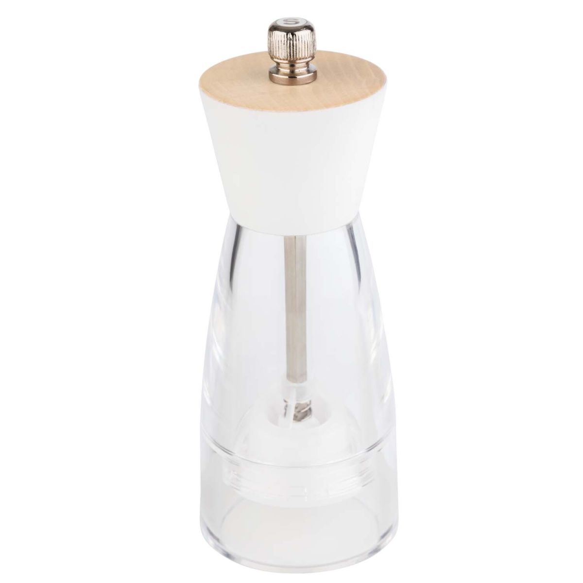 APS Salzmühle FRIDA 6x6x15.5 cm (BxØxH); transparent/weiß/braun
