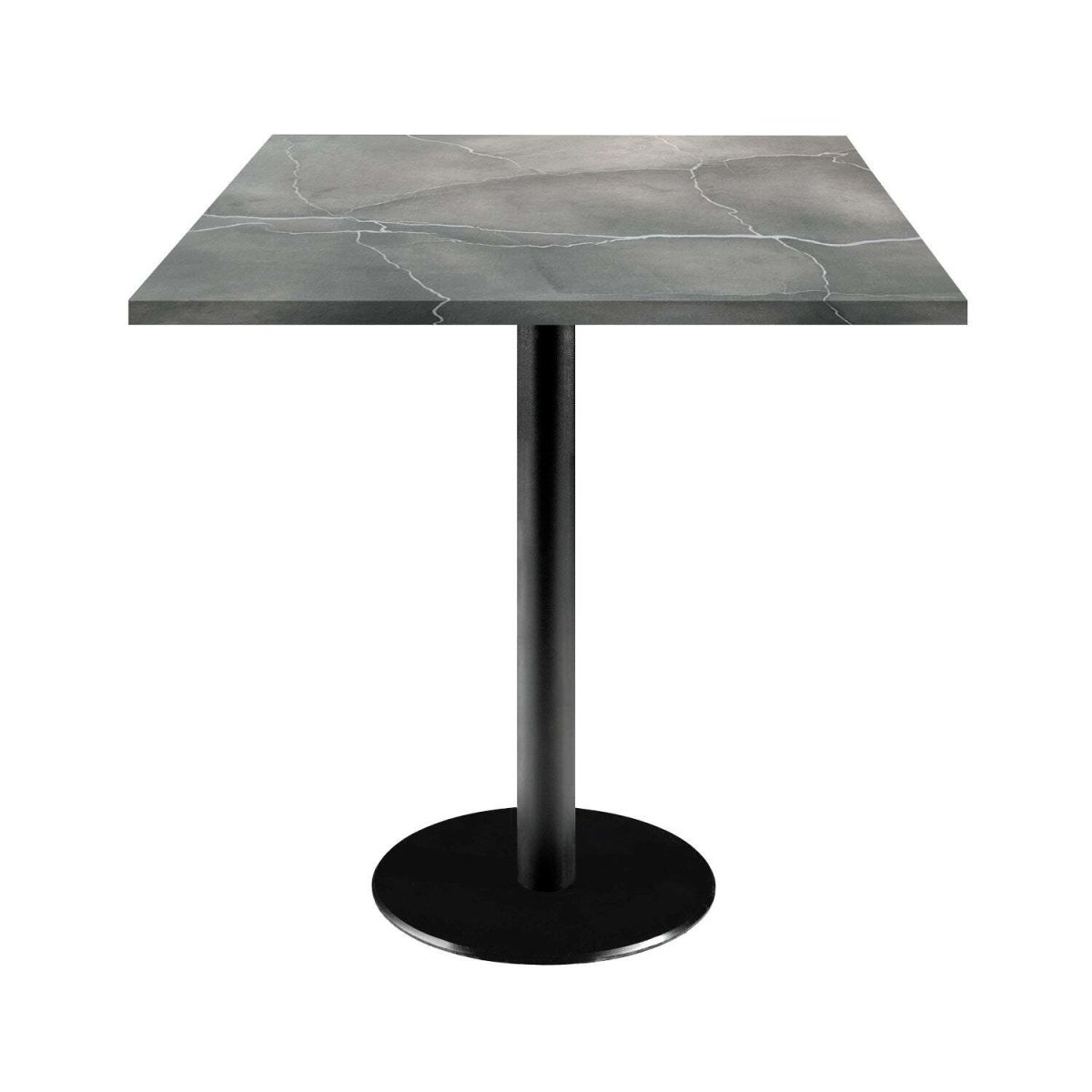 RestooTab Tisch Rome quadratisch - Dekor Stein 70x70x75 cm (LxBxH); Platte grau/blau/marmoriert, Gestell schwarz; quadratisch