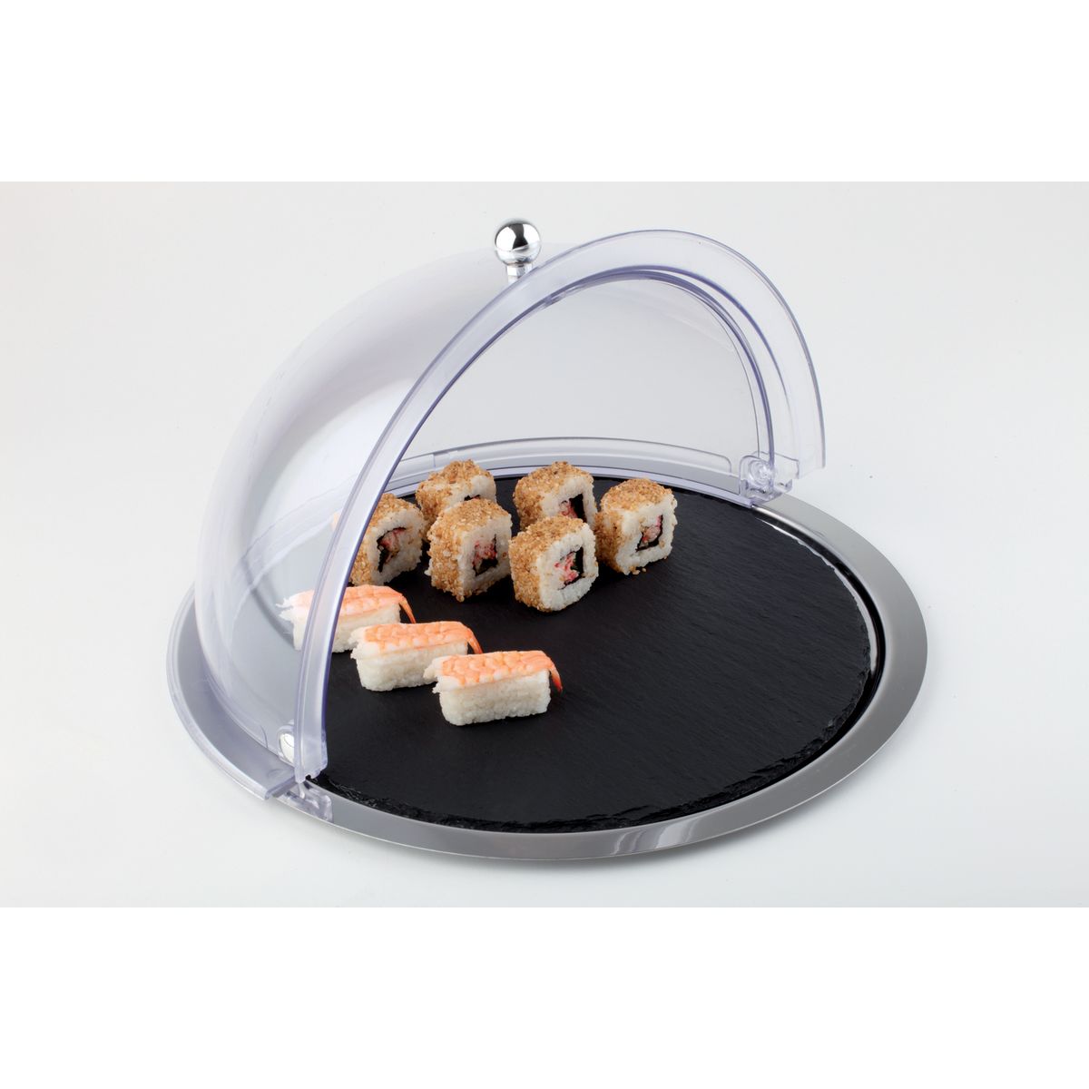 APS Rolltop-Set MORRA, 3-teilig 38x38x38x24 cm (LxBxØxH); transparent/schwarz/edelstahl; rund