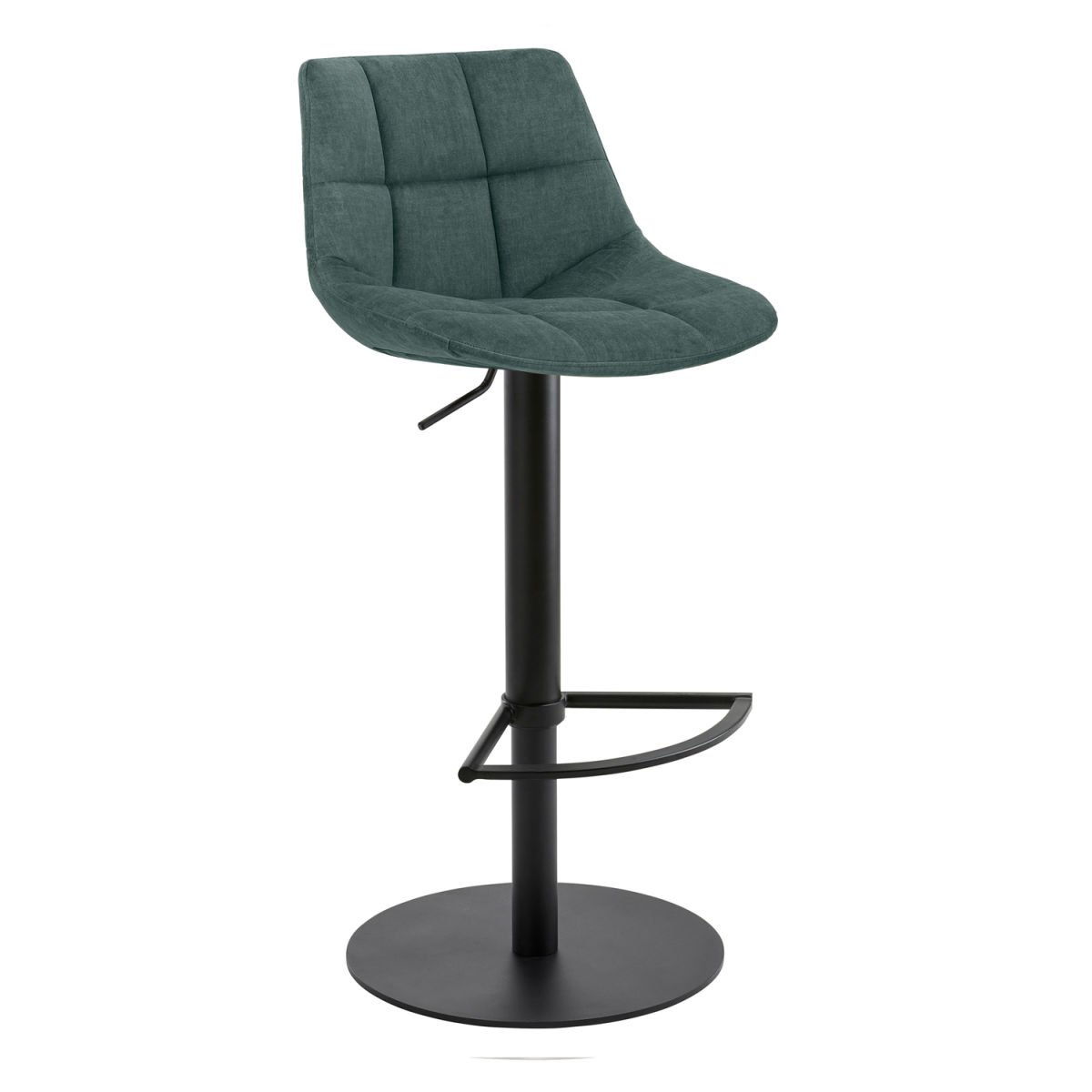 Mayer Sitzmöbel Barhocker höhenverstellbar Rautensteppung Samt 48x49x79.5 cm (BxTxH); Sitz petrol, Gestell schwarz