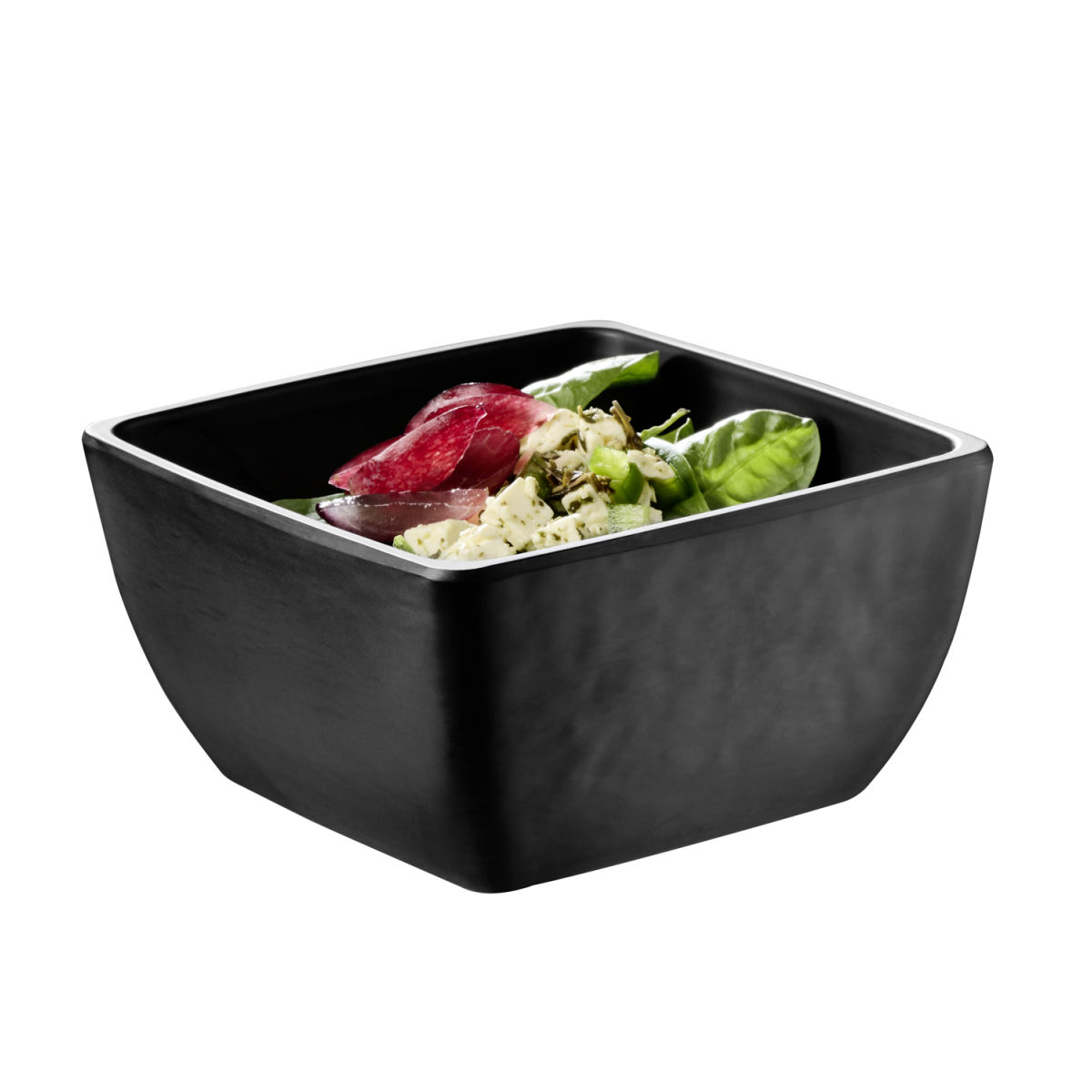 APS Schale -SLATE- , 12,5 x 12,5 cm, H: 6,5 cm , Melamin, schwarz, Schieferlook, 0,4 Liter ,; 400 ml, 12.5x12.5x6.5 cm (LxBxH); schwarz; quadratisch