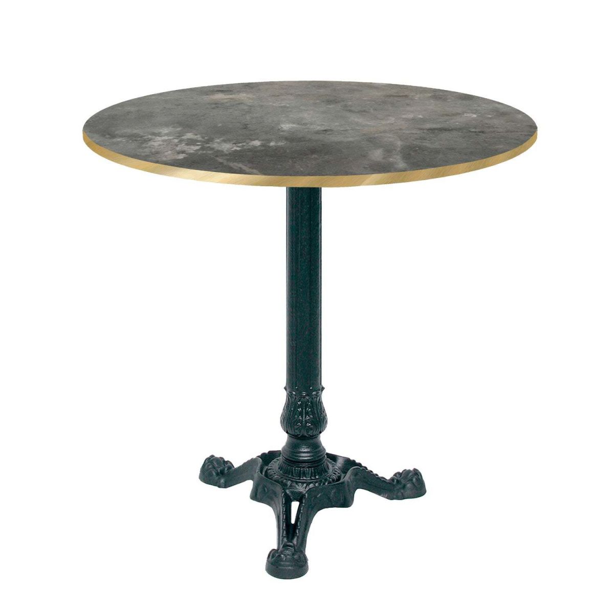 RestooTab Tisch Bistrot rund - Kanten messingfarben 70x70x75x70 cm (LxBxHxØ); graublau/messing; Gestell schwarz; rund