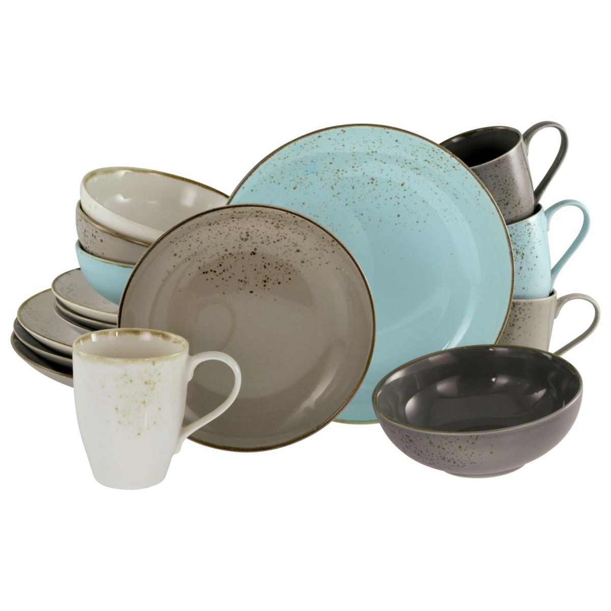 CreaTable Nature Collection - Kombiservice 16-tlg grau/beige/hellblau