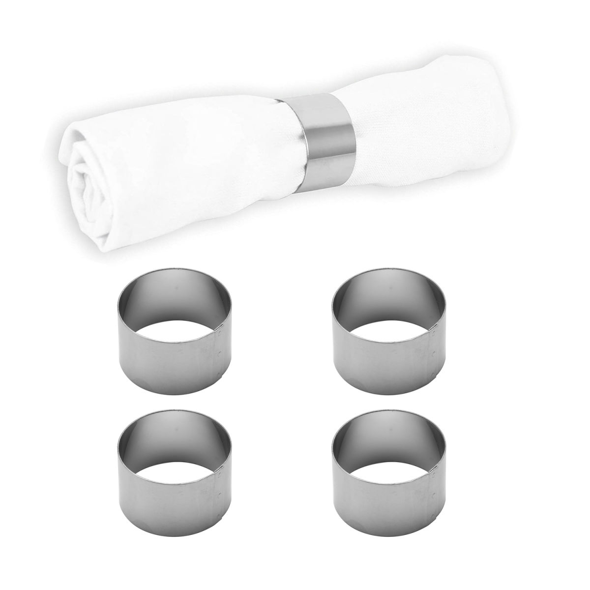 ECHTWERK Serviettenring-Set Kreis-Design 3x4x3 cm (LxBxH); silber; 4 Stück / Pack