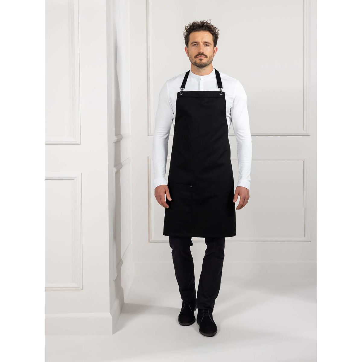Le Nouveau Chef Davos schort; 70x82 cm (LxB); zwart
