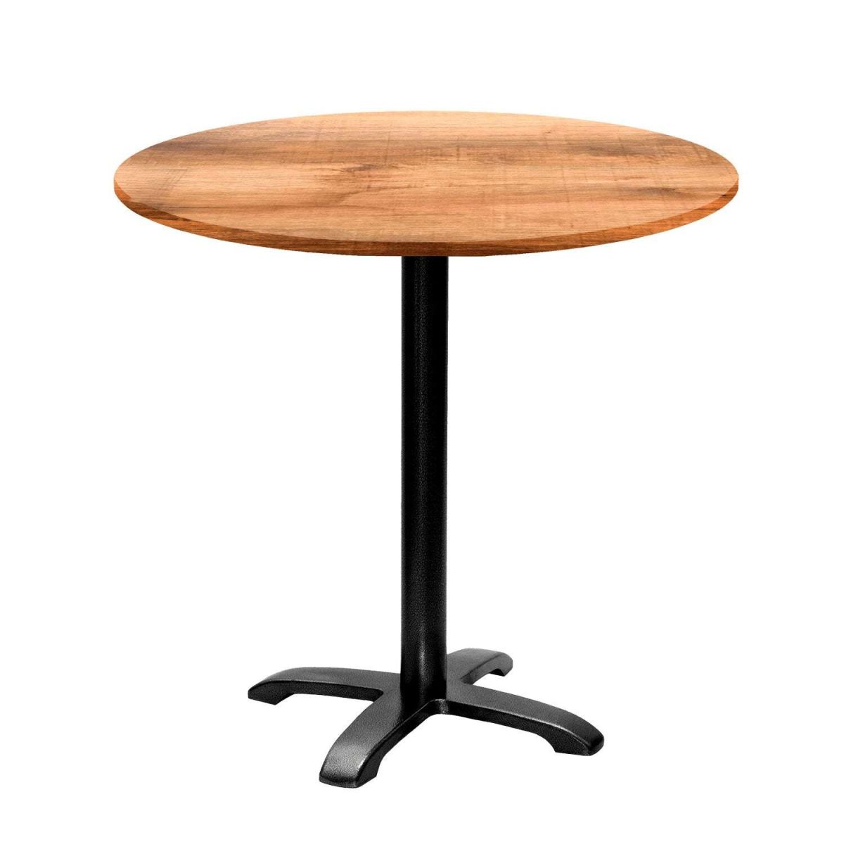 RestooTab Tisch Bazila rund - Dekor Holz 74x80 cm (HxØ); Platte eiche/braun, Gestell schwarz; rund