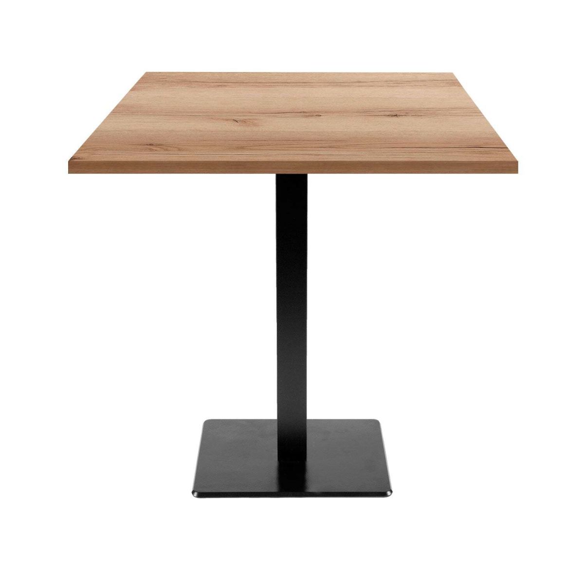 RestooTab Tisch Milan quadratisch - Dekor Stein & Holz 70x70x75 cm (LxBxH); Platte eiche/natur, Gestell schwarz; quadratisch