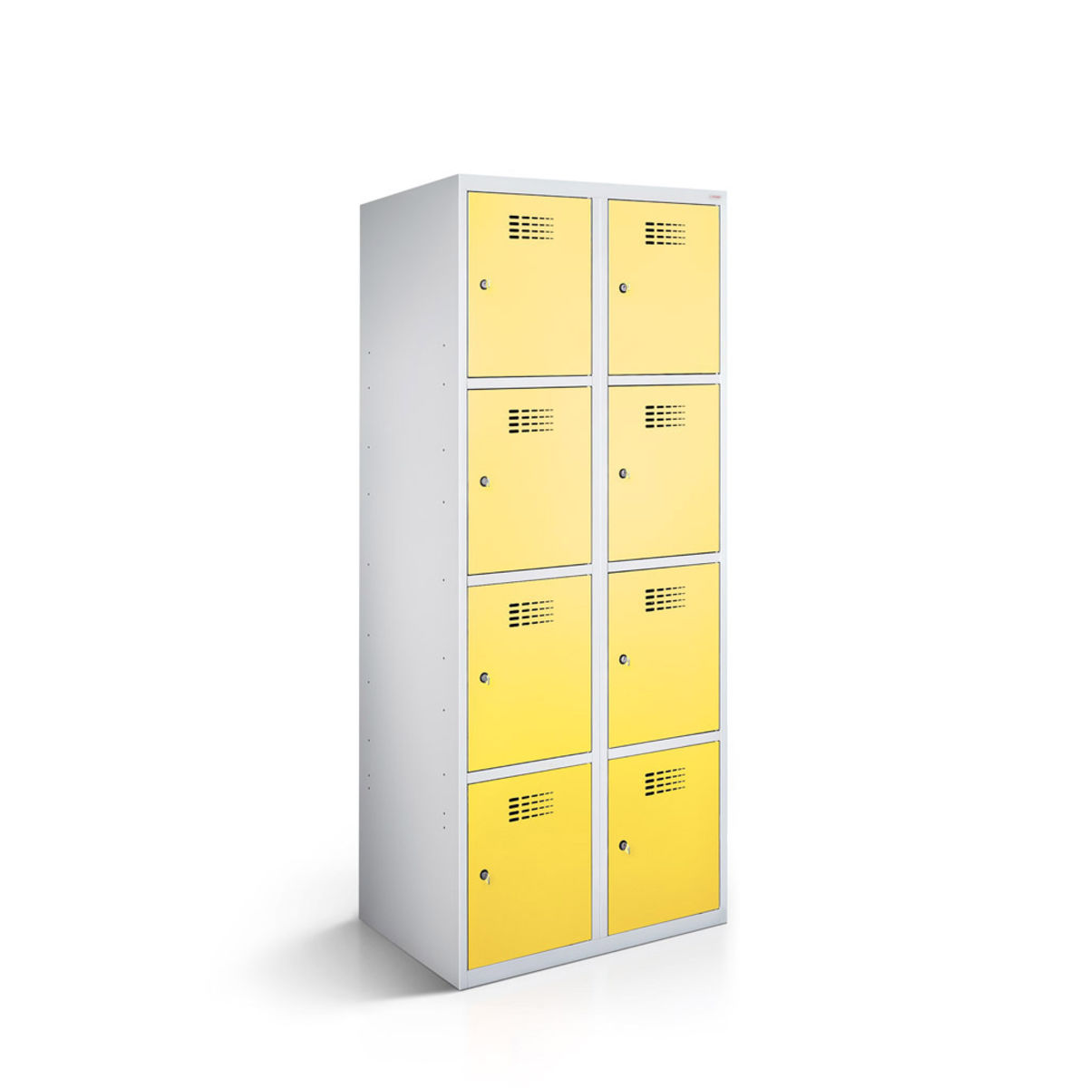 rotstahl Fächerschrank 8 Fächer mit lichtgrauem Korpus 60x50x180 cm (BxTxH); gelb