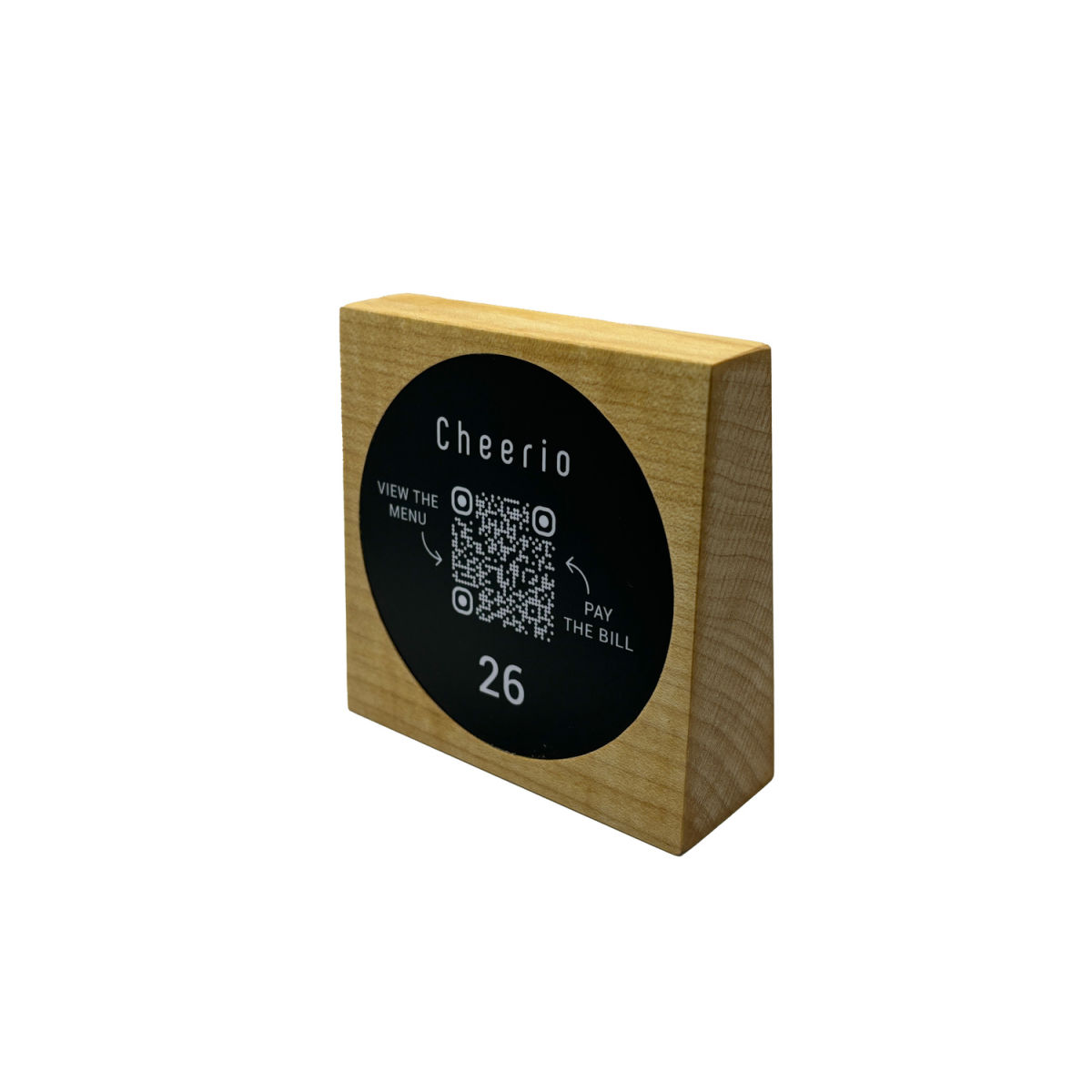 PRODUCTMATE Tischaufsteller stehend mit QR-Code Aufkleber matt 8.5x8.5 cm (BxH); ahorn/hellbraun; 25 Stück / Pack