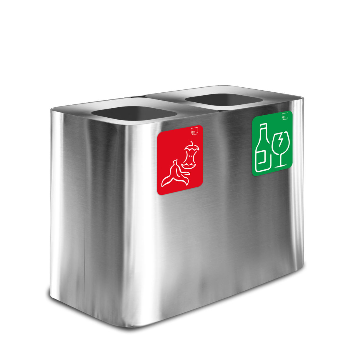 STIL CASA Stil Casa PURE Abfallsammelsystem, Edelstahl, Aluminium-Verbundabdeckung, satiniert. 120 l, 77x39x50.5 cm (LxBxH); silber; rechteckig