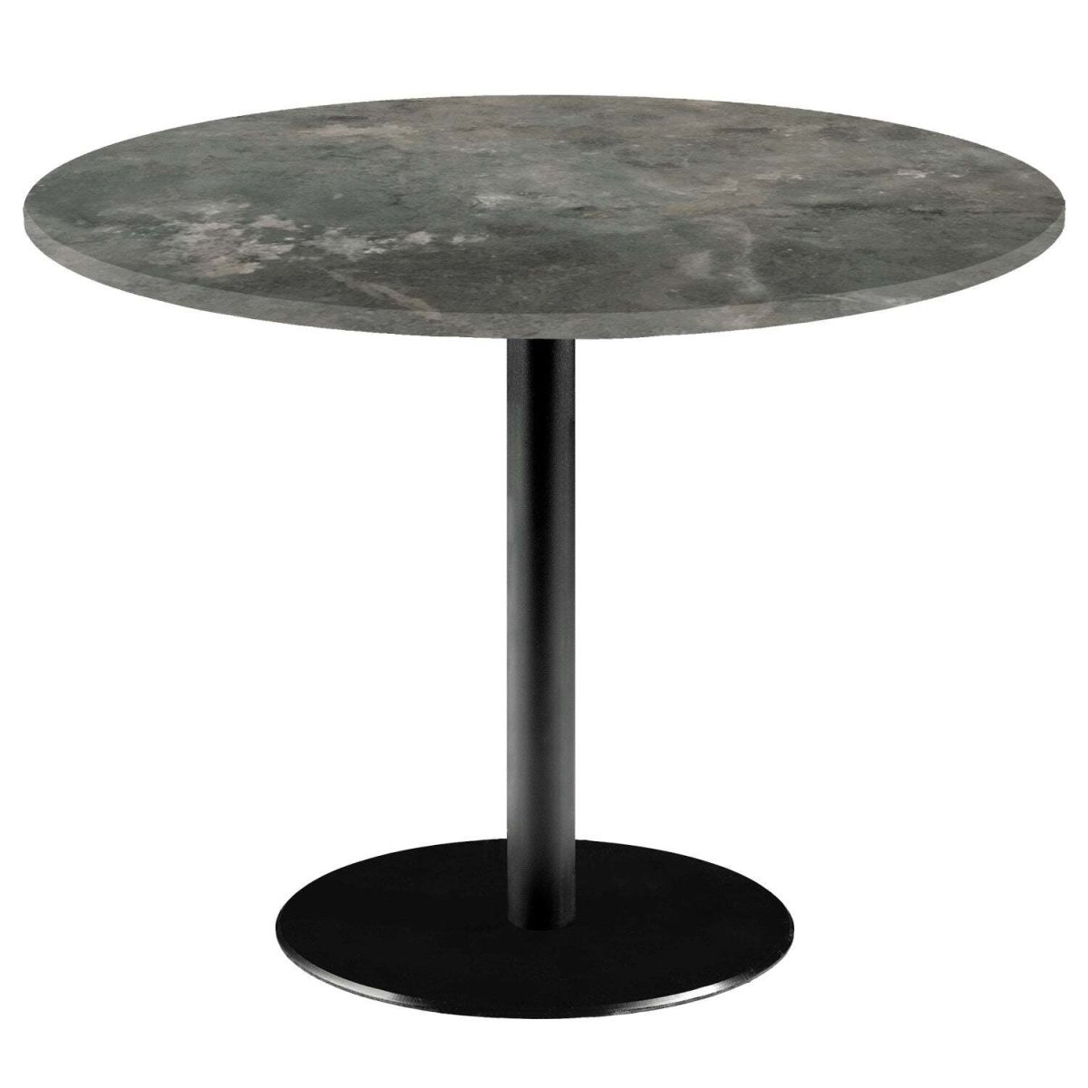 RestooTab Tisch Rome XL rund - Dekor Stein & Marmor 75x120 cm (HxØ); Platte graublau, Gestell schwarz; rund