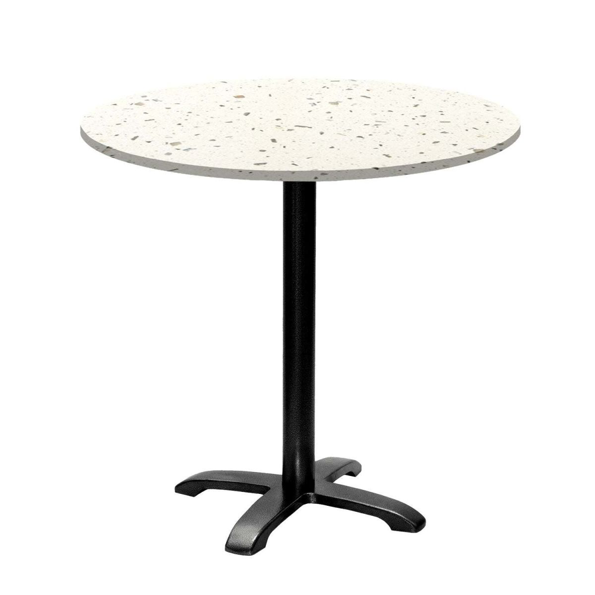 RestooTab Tisch Bazila rund - Dekor Stein 74x80 cm (HxØ); Platte terrazzo, Gestell schwarz; rund