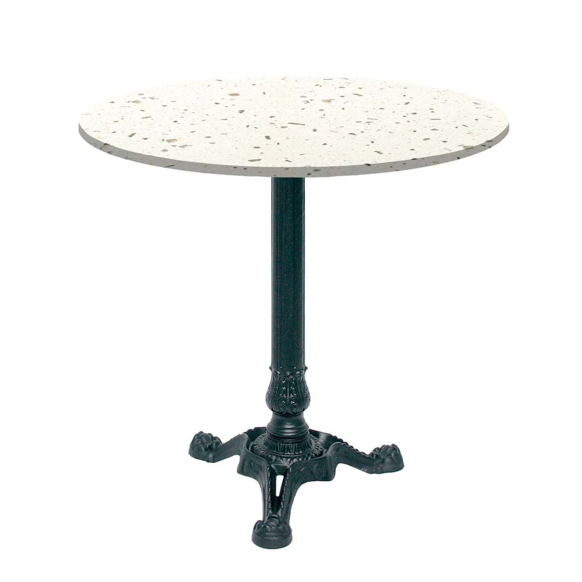 RestooTab Tisch Bistrot rund - Dekor Stein & Holz 70x70x75x70 cm (LxBxHxØ); weiß/mehrfarbig/terrazzo; Gestell schwarz; rund