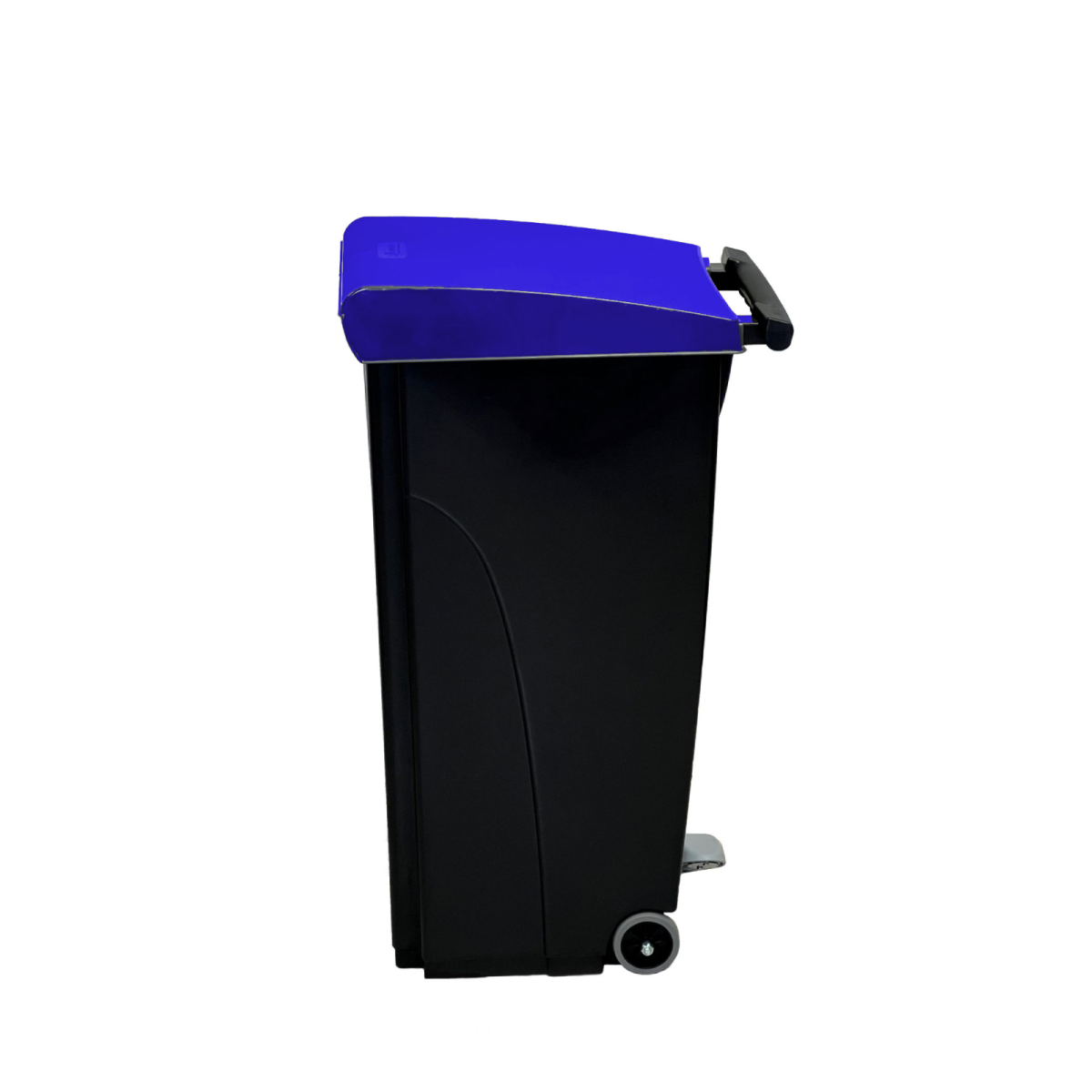 QUATRO Platzsparender Abfalleimer mit Pedal und Deckel 70 l, 43x81x32 cm (BxHxT); schwarz/blau; rechteckig
