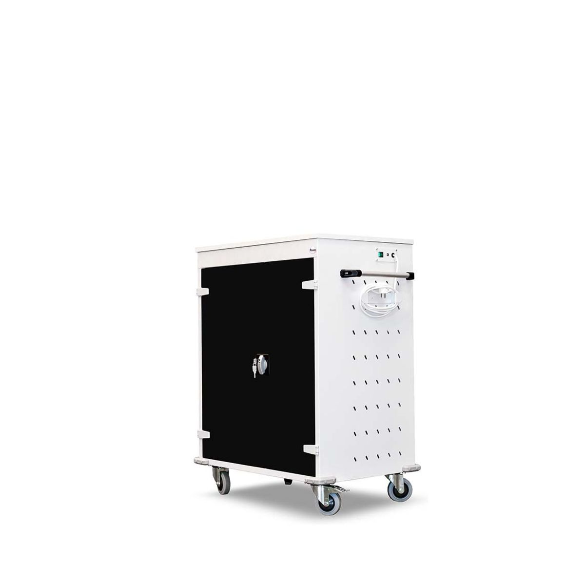 rotstahl Laptopwagen 16 Fächer mit lichtgrauem Korpus 92x106 cm (BxH); schwarz