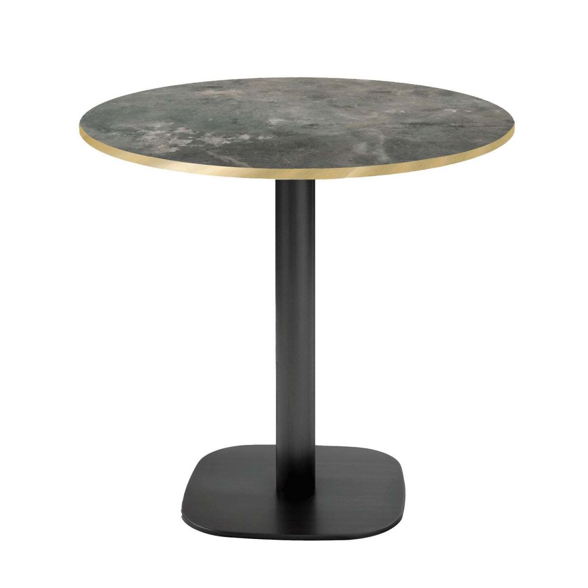 RestooTab Tisch Round rund - Kanten messingfarben 75x70 cm (HxØ); Platte graublau/messing, Gestell schwarz; rund