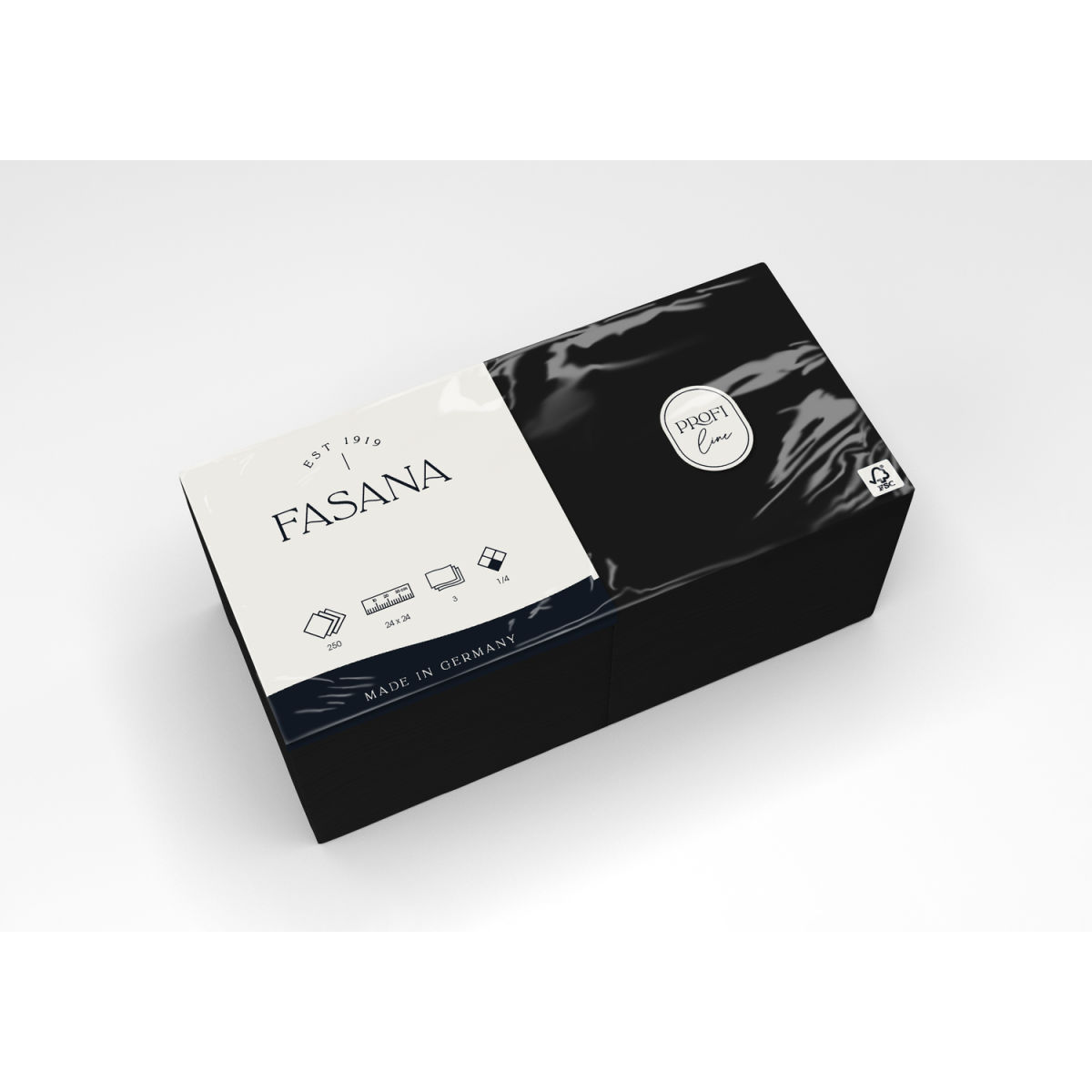 FASANA Zelltuchservietten, 3-lagig, 1/4 Falzung 24x24 cm (BxL); schwarz; 1000 Stück / Pack
