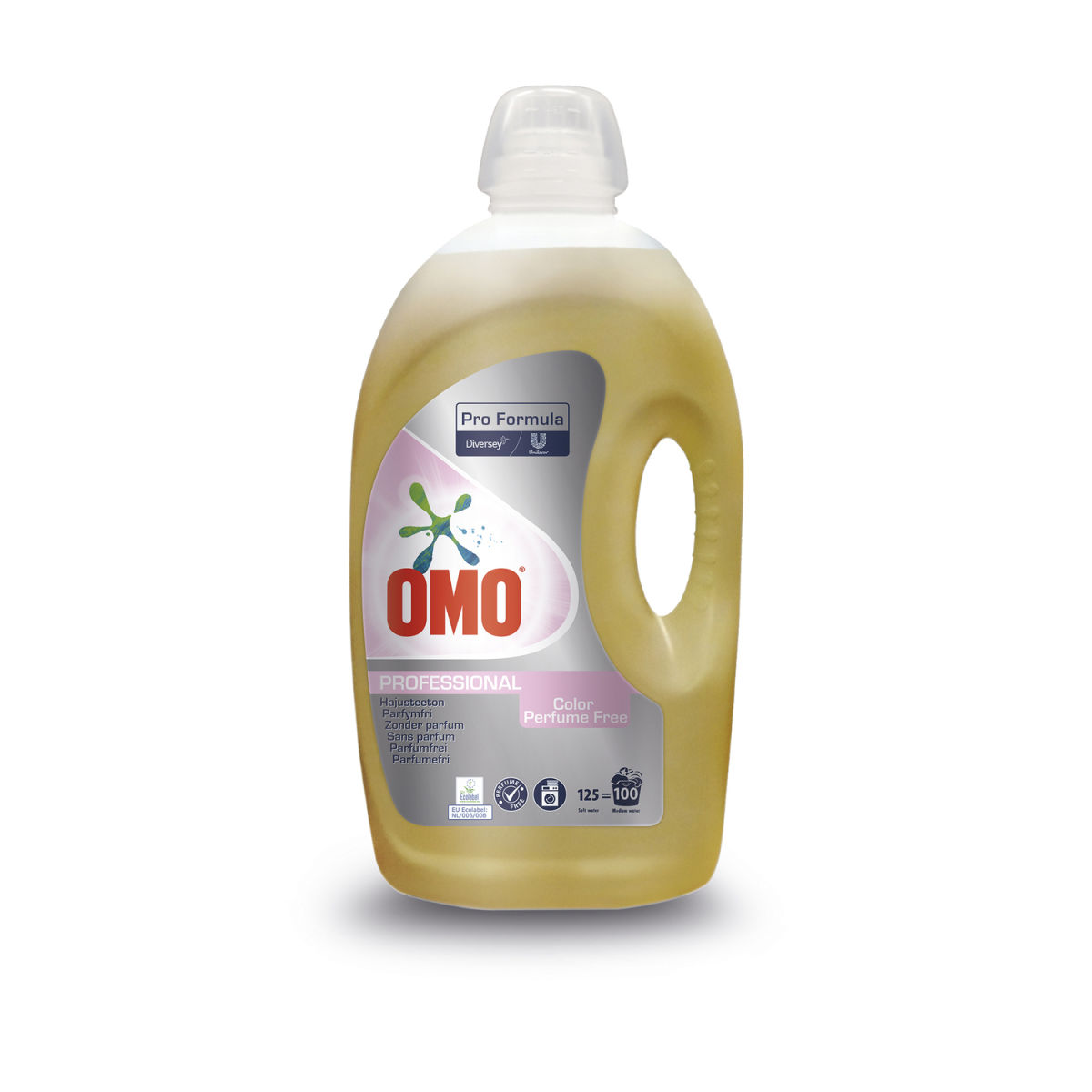 Diversey Omo Professional Parfümfrei, Parfümfreies flüssiges Waschmittel, das sich vor allem für farbige Stoffe eignet 5 l; gelb; 2 Stück / Pack