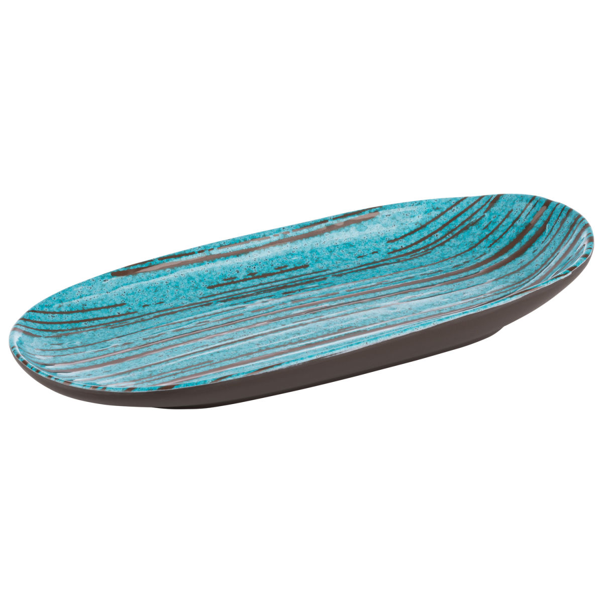 APS Teller CANCUN, Melamin 150 ml, 28x13.5x4 cm (LxBxH); türkis/braun; oval