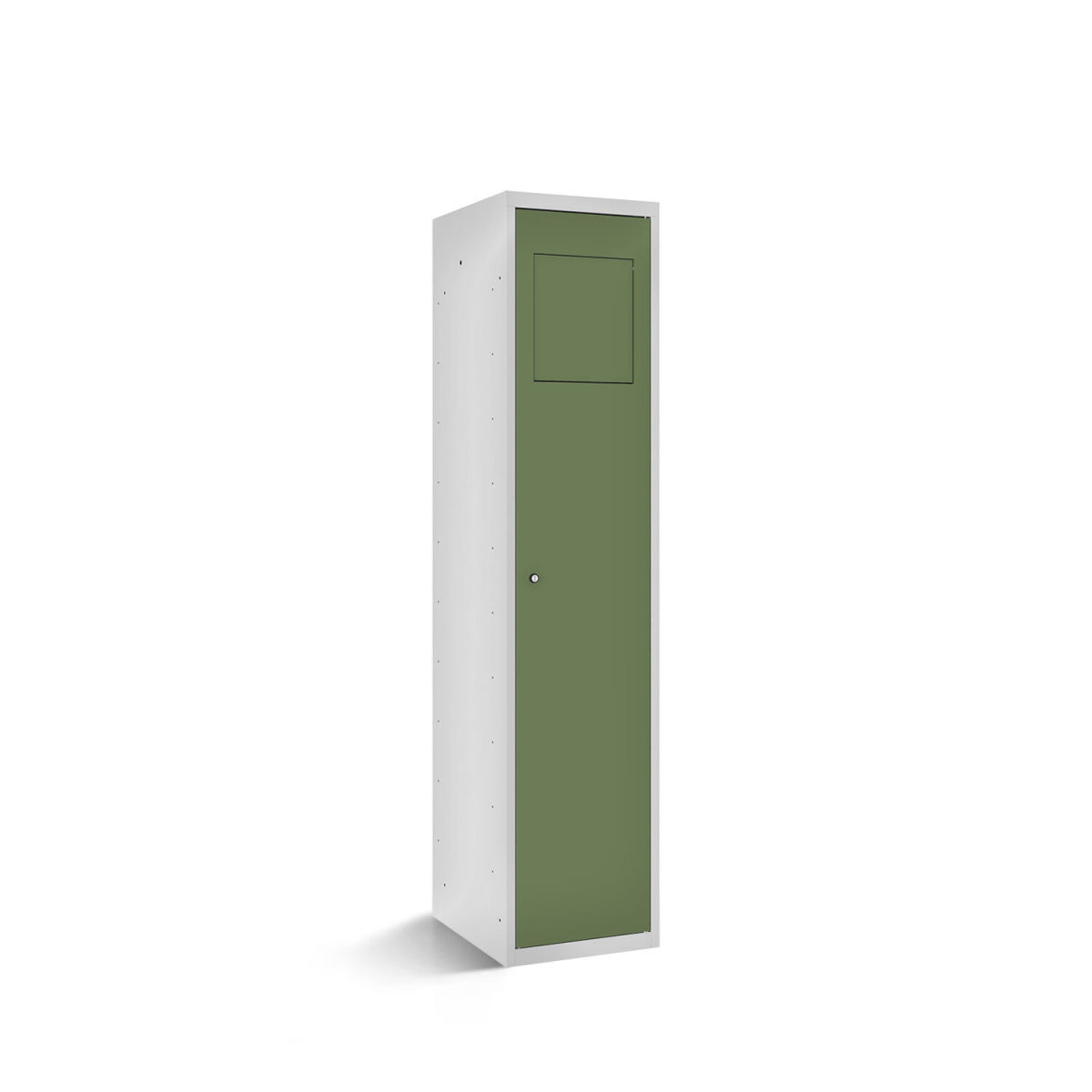 rotstahl Wäschesammelschrank mit Einwurfklappe mit lichtgrauem Korpus 40x50x180 cm (BxTxH); hellgrün