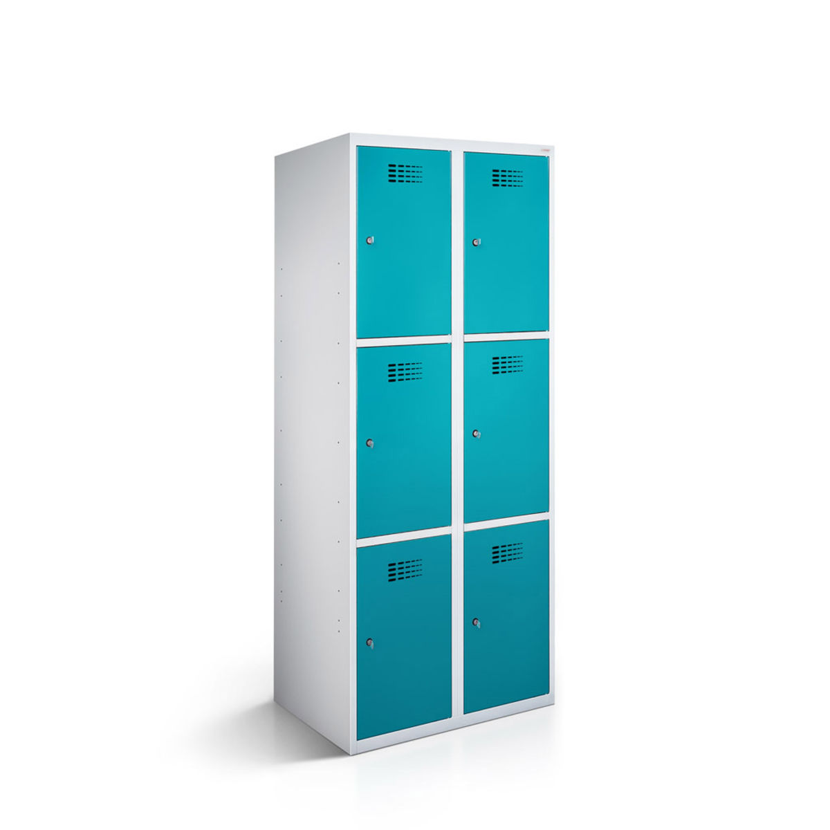 rotstahl Fächerschrank 6 Fächer mit lichtgrauem Korpus 80x50x180 cm (BxTxH); türkis