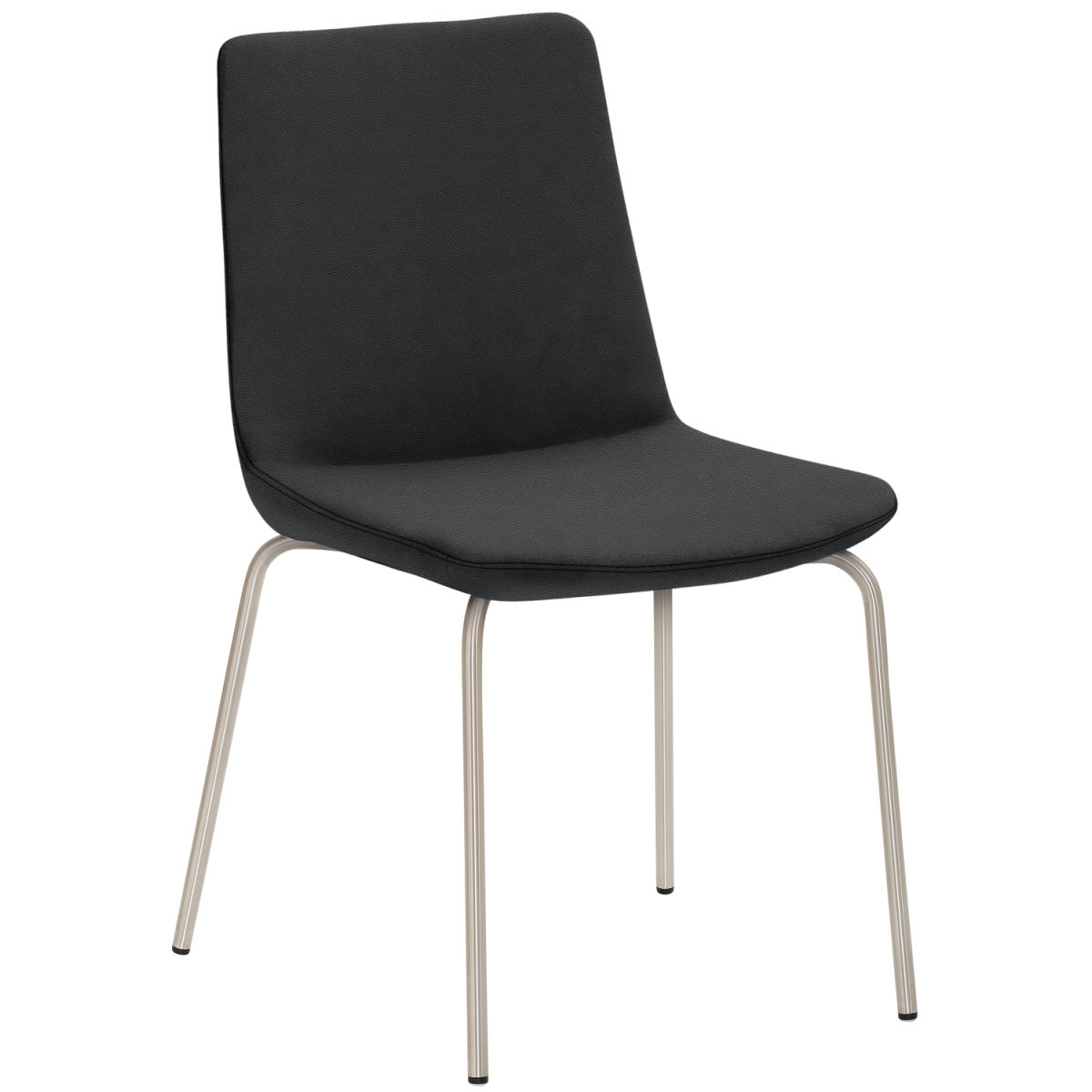 Mayer Sitzmöbel Stuhl Vierfuß Mikrofaser Lederoptik 48x54x87 cm (BxTxH); Sitz anthrazit, Gestell edelstahl
