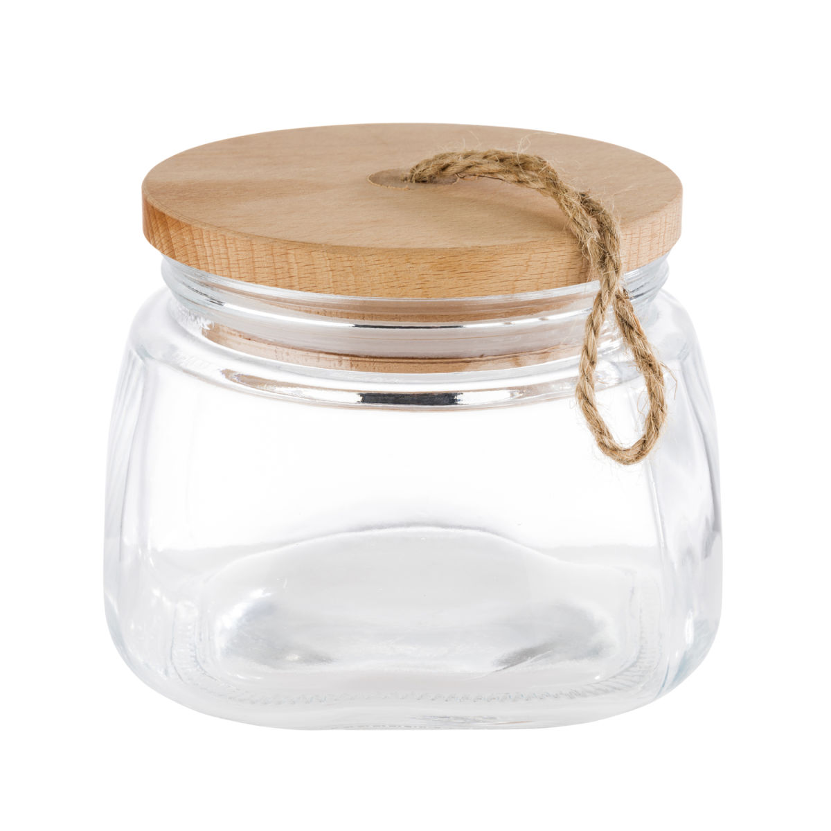 APS Vorratsglas WOODY, mit Holzdeckel; 1000 ml, 14x14x11 cm (LxBxH); transparent; quadratisch