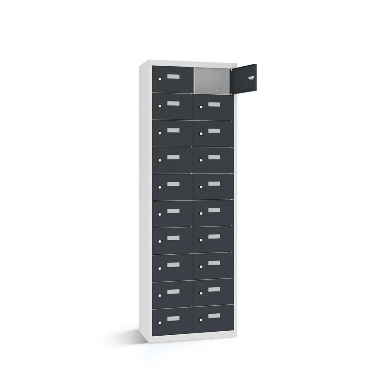 rotstahl Wertfachschrank 20 Fächer mit lichtgrauem Korpus 80x30x180 cm (BxTxH); anthrazit