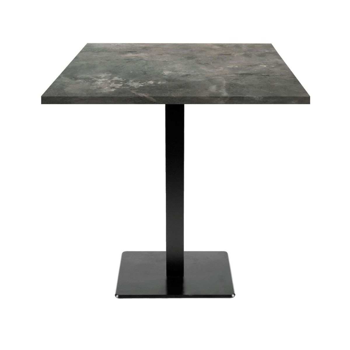 RestooTab Tisch Milan quadratisch - Dekor Stein & Holz 70x70x75 cm (LxBxH); Platte graublau, Gestell schwarz; quadratisch