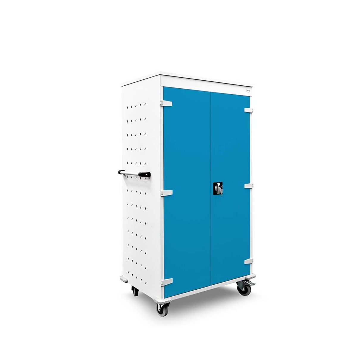 rotstahl Laptopwagen 26 Fächer mit lichtgrauem Korpus 92x154 cm (BxH); blau