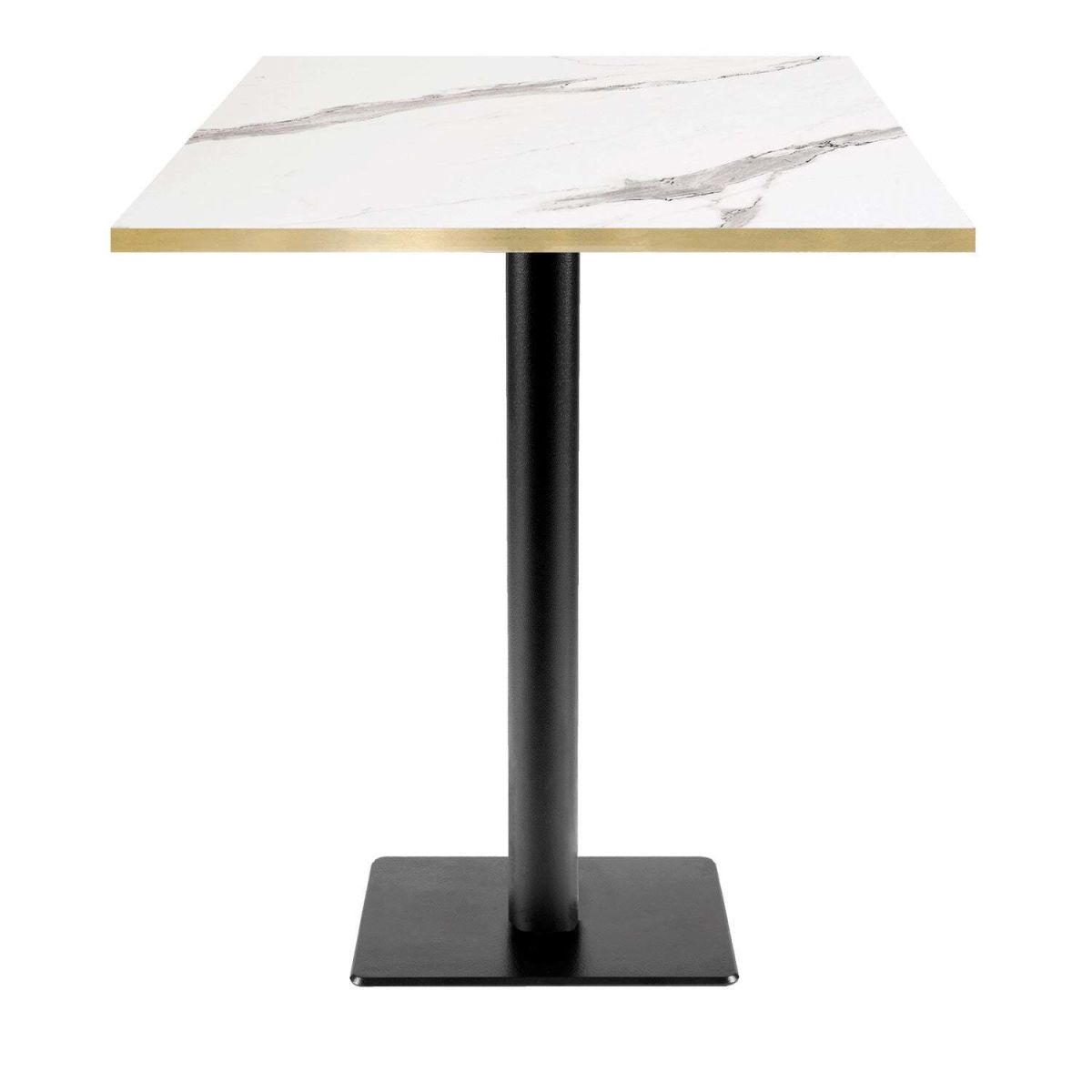 RestooTab Stehtisch Milan T quadratisch - Dekor Holz 70x70x113 cm (LxBxH); Platte weiß, Gestell schwarz; quadratisch