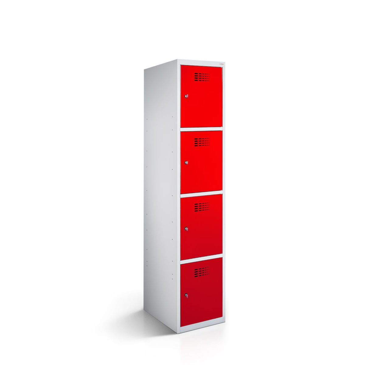 rotstahl Fächerschrank 4 Fächer mit lichtgrauem Korpus 40x50x180 cm (BxTxH); rot