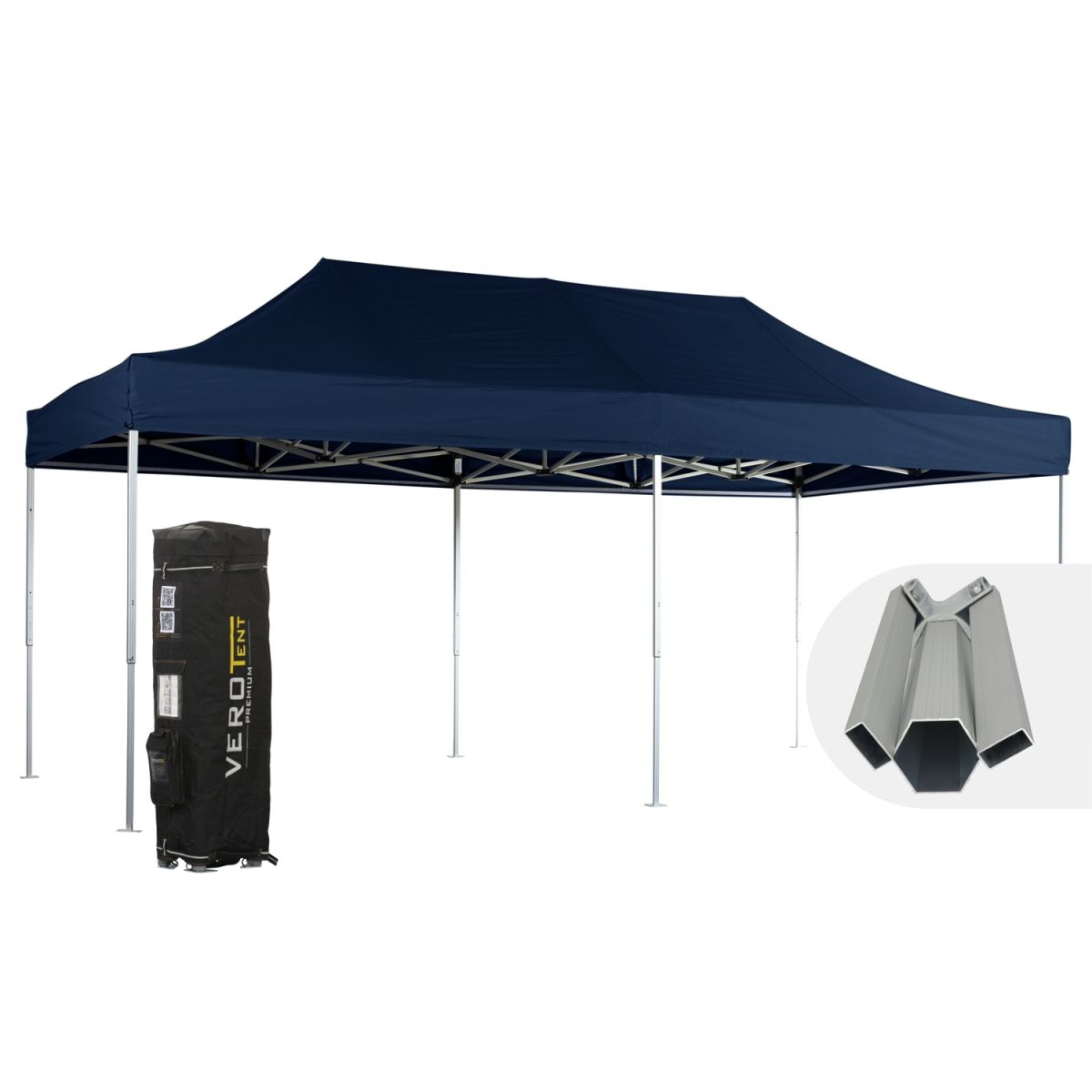 VeroTENT VeroTENT Faltpavillon 4x8m Budget50 mit Dach 400x800x400 cm (LxBxH); navy