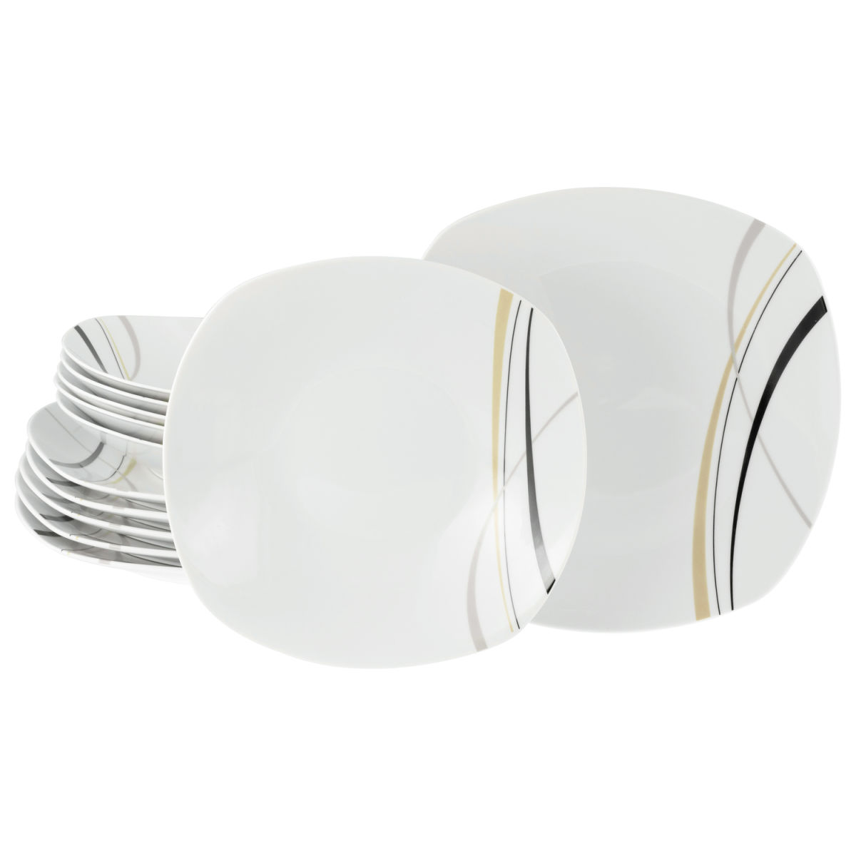 Square City Line - servizio da tavola 12 pezzi CreaTable; bianco