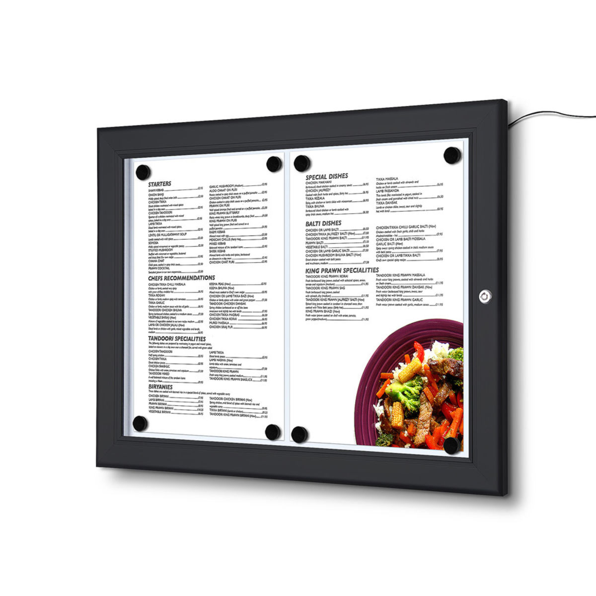 Foya MenüKasten Outdoor Schwarz 2x DIN A4 LED 50.5x2.3x37.7 cm (BxTxH); schwarz