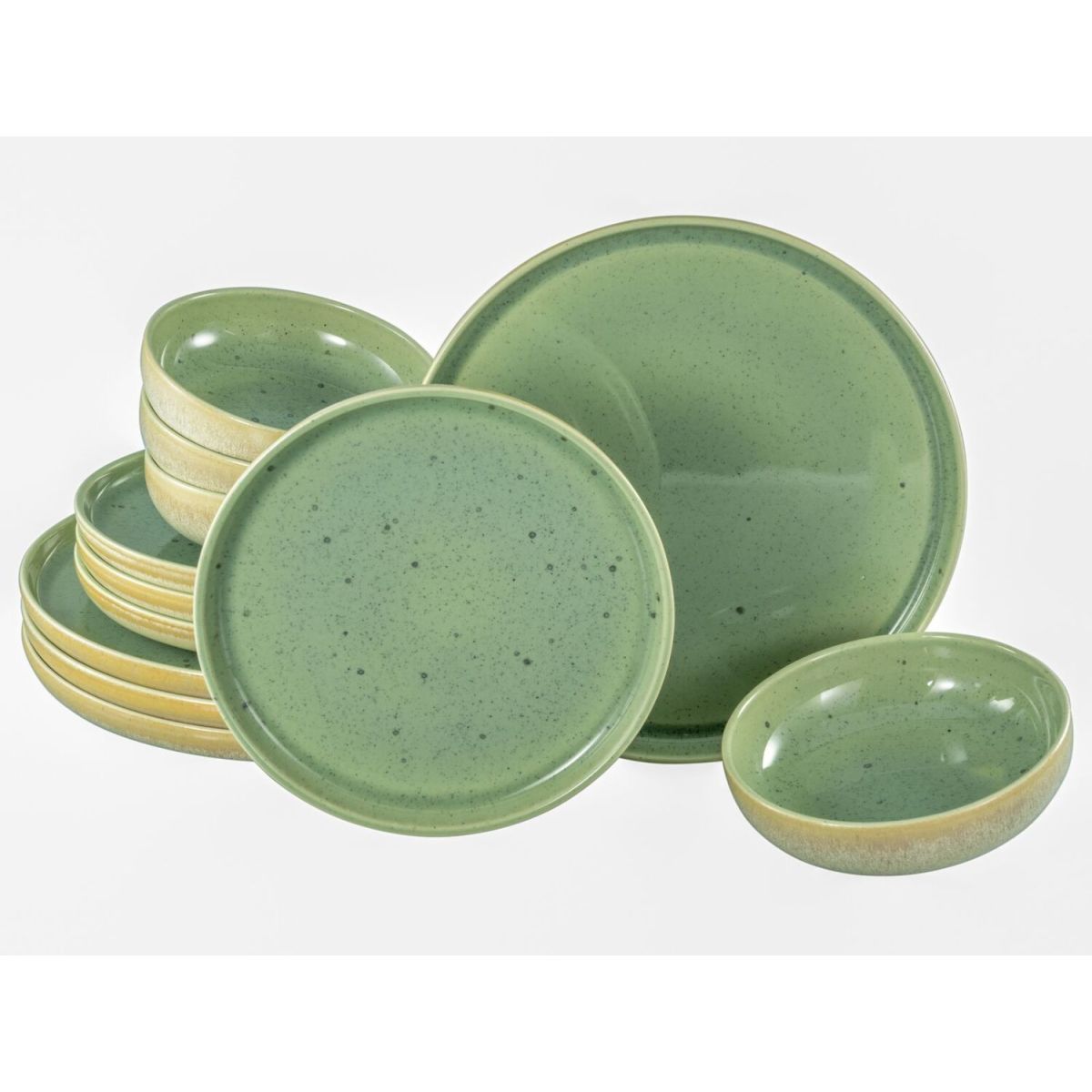 CreaTable Uno - Tellerset 12-tlg grün meliert