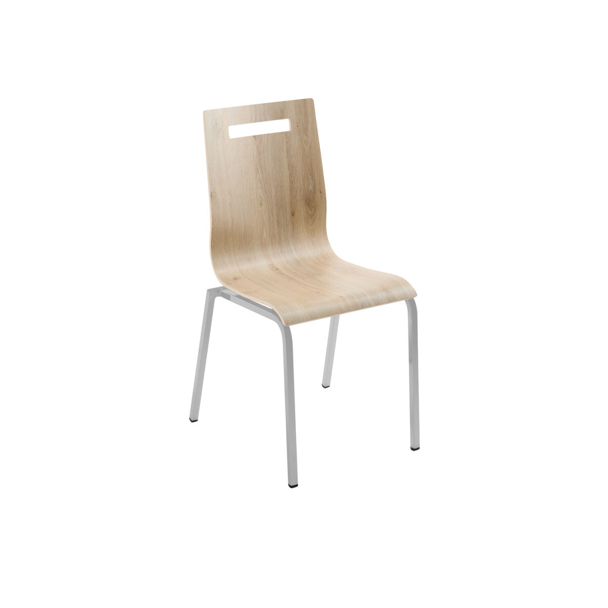 Mayer Sitzmöbel Stapelstuhl Besucherstuhl, Holz Eiche 53x55x87 cm (BxTxH); Sitz eiche, Gestell silber