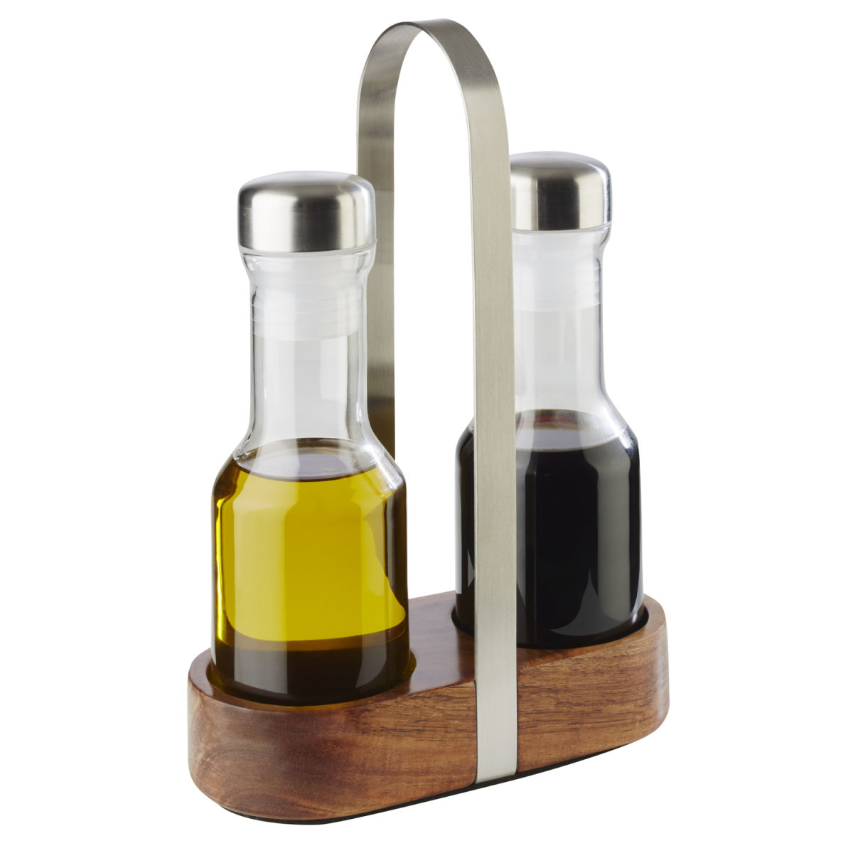 APS Essig- & Öl-Menage WOOD 7.5x24.5 cm (BxH); braun/silber