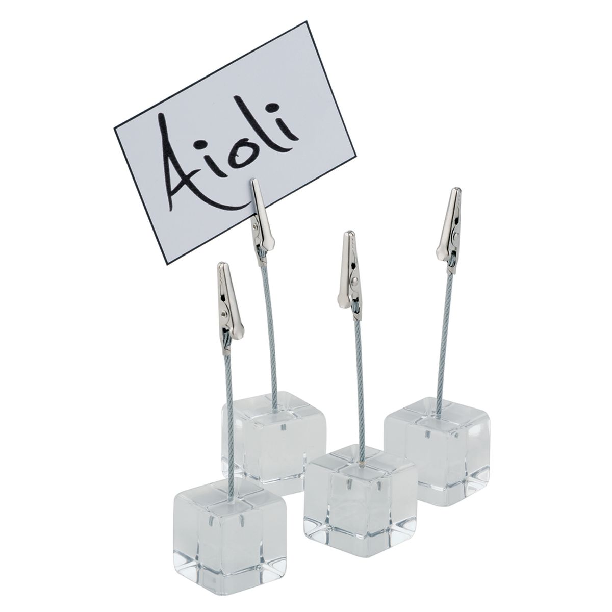 APS Kartenhalter Acryl 3x3x12 cm (LxBxH); weiß; 4 Stück / Pack