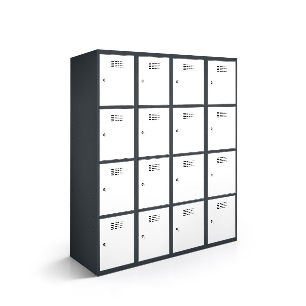 rotstahl Fächerschrank 16 Fächer mit anthrazitgrauem Korpus 120x50x180 cm (BxTxH); weiß