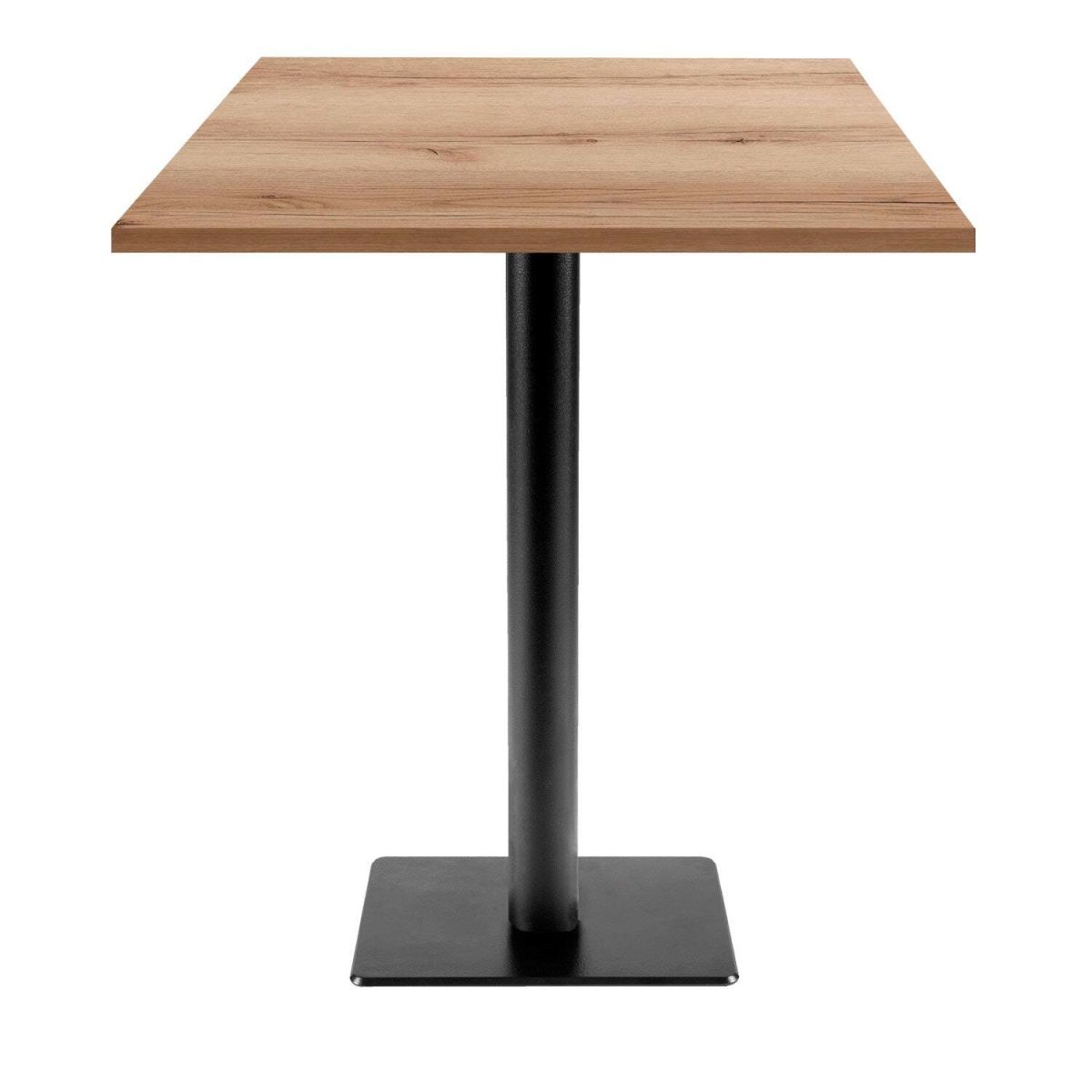 RestooTab Stehtisch Milan T quadratisch - Dekor Holz 70x70x113 cm (LxBxH); Platte eiche/natur, Gestell schwarz; quadratisch