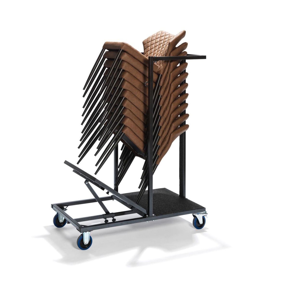 Carrello di trasporto sedie, carrello di trasporto universale per tutte le sedie impilabili e gli sgabelli da bar Feros; 120x60x150 cm (LxPxH); bianco
